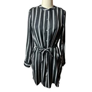 Gap Black White Stripe Long Sleeve Shirt Dress Women's Size S